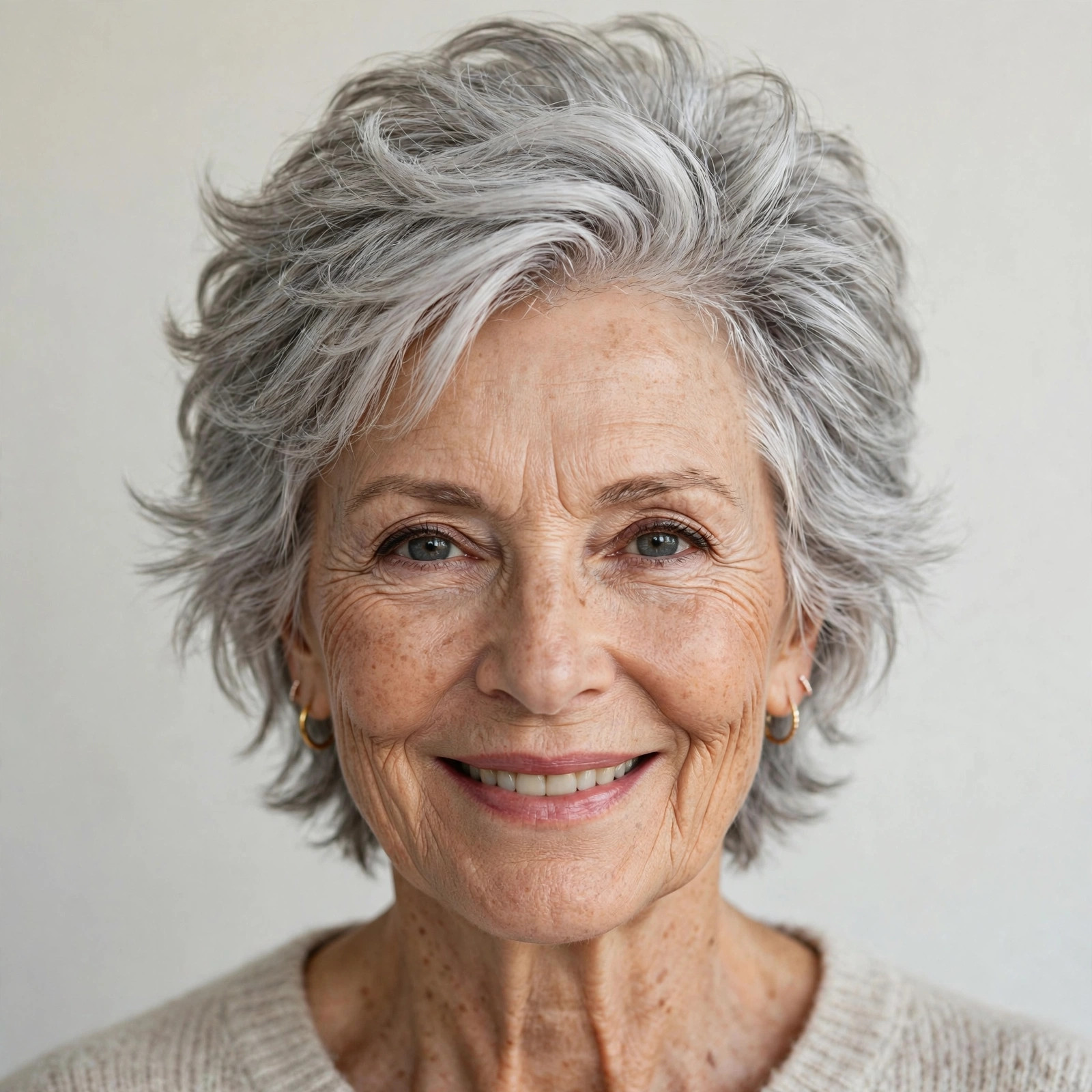 Pixie texturizado con volumen en la parte superior para mujer mayor de 70